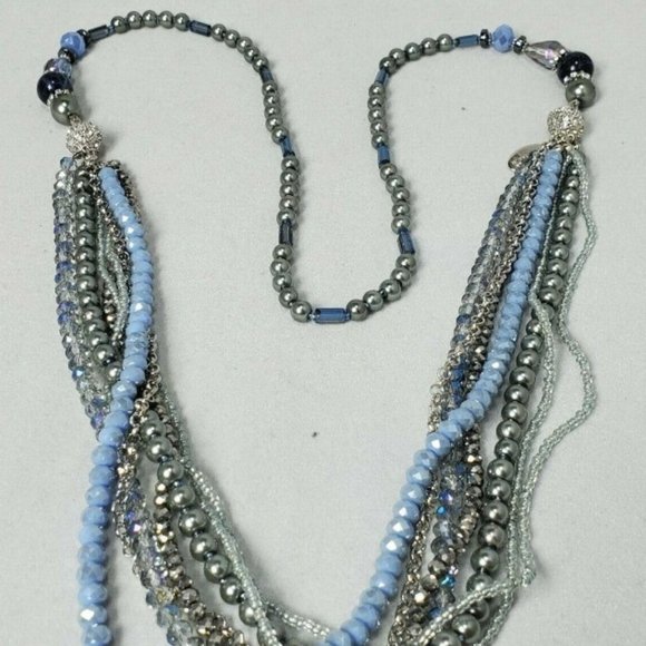 Ali Khan 7 Strand Iridescent Multicolor Glass Necklace (2 in 1) with gift box - Picture 7 of 11